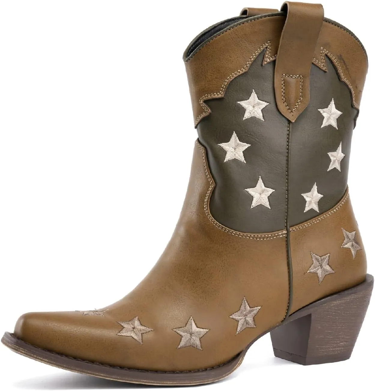 Women's Western Knee-high Boot Cowboy Boots for Women Cowgirl Mid Calf Boots Floral Embroidery Pointed Toe Chunky Heel 2.5" Ladies Western Boot