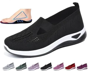 Women's Woven Orthopedic Breathable Soft Sole Shoes,Walking Plantar Fasciitis Slides Sandals Anti-Slip Foam Mesh Shoes Comfortable Recovery Orthopedic Shoes Go Walking Slip on Diabetic Foam Shoes