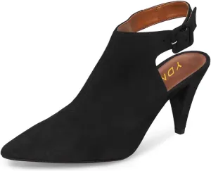 YDN Women Pointed Toe Cone High Heels Slingback Booties Ankle Strap Faux Suede Buckle Party Dress Sandal Size 4-15 US