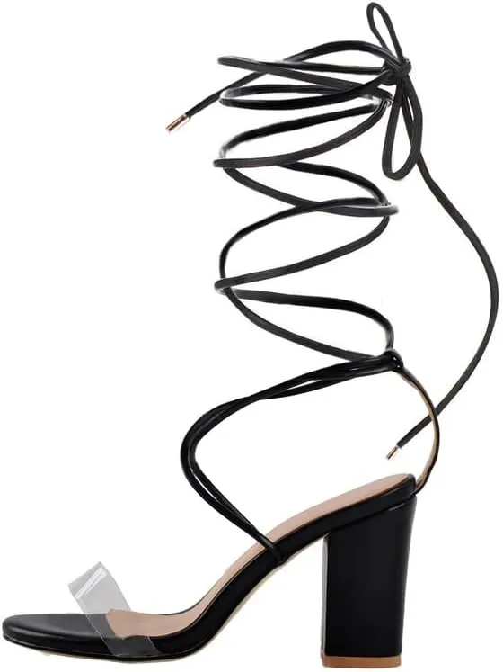 Yolkomo Women's Lace Up Chunky Low Heel Gladiator Sandals