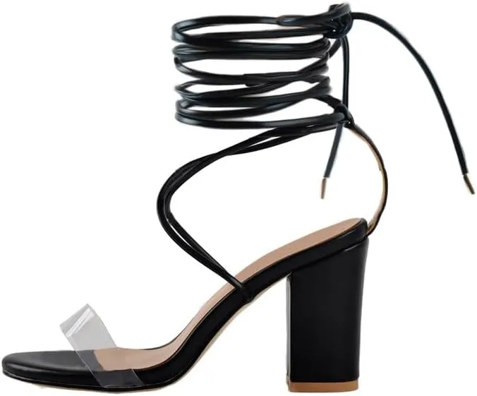 Yolkomo Women's Lace Up Chunky Low Heel Gladiator Sandals