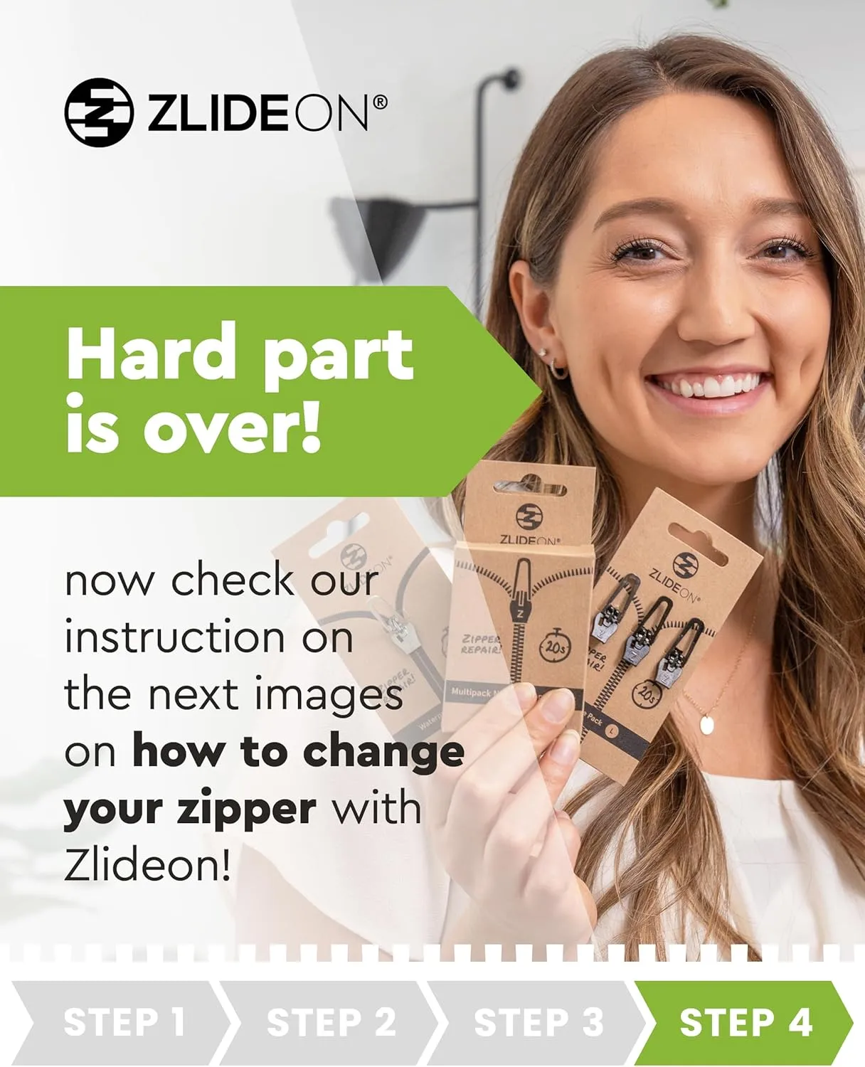 ZlideOn Zipper Pull Replacement - 7pcs, Black, Large - Instant Zipper Replacement Slider Multipack