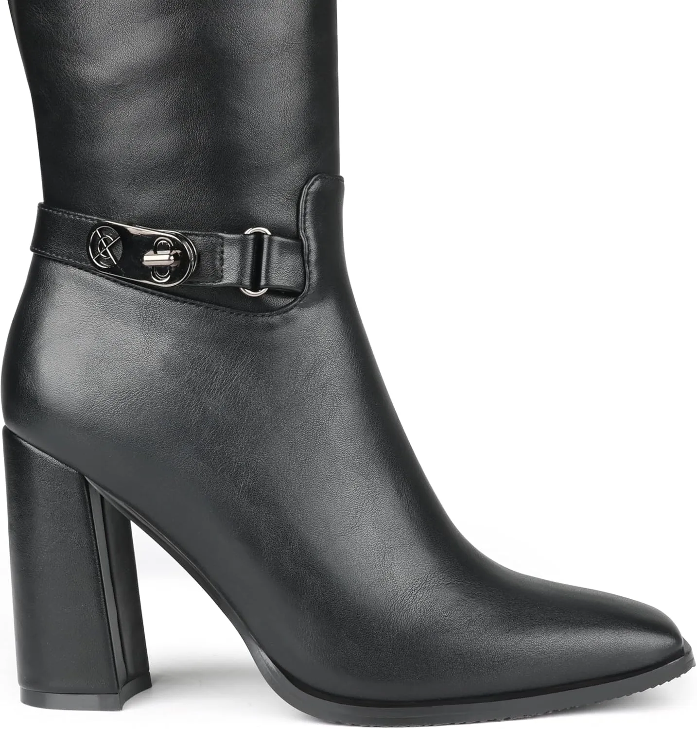 Zzheels Women's Knee High Boots Square Toe Chunky Knee Heeled Boots Long Boots for Women